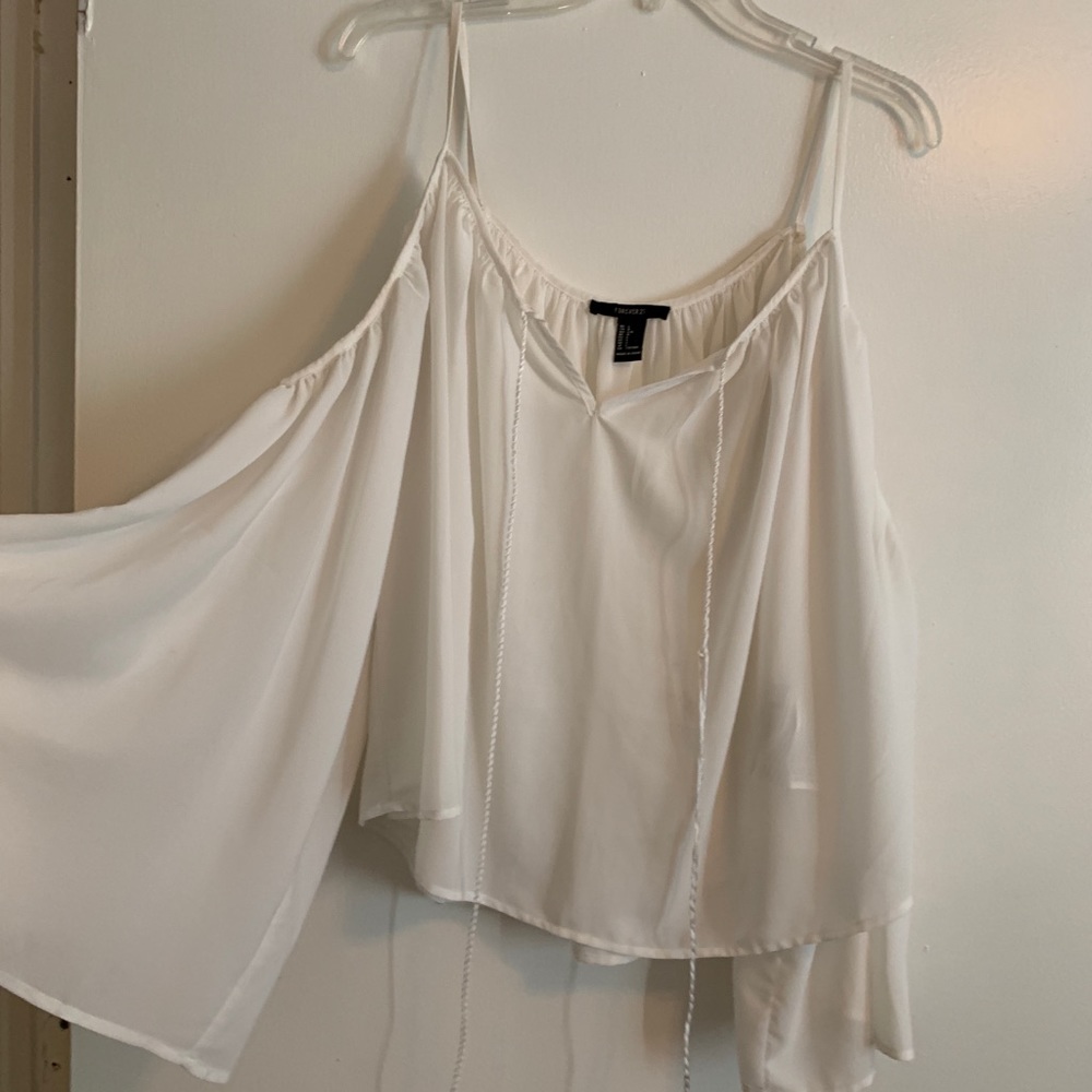 White off the shoulder wide armed top